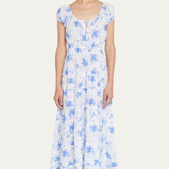 LOVESHACKFANCY Magdaline Puff-Sleeve Cotton Maxi Dress - Picture 2 of 6